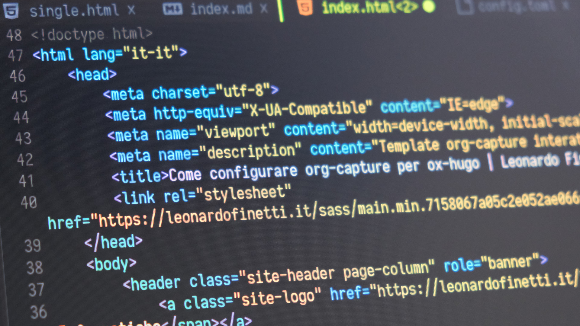 Codice sorgente HTML5
